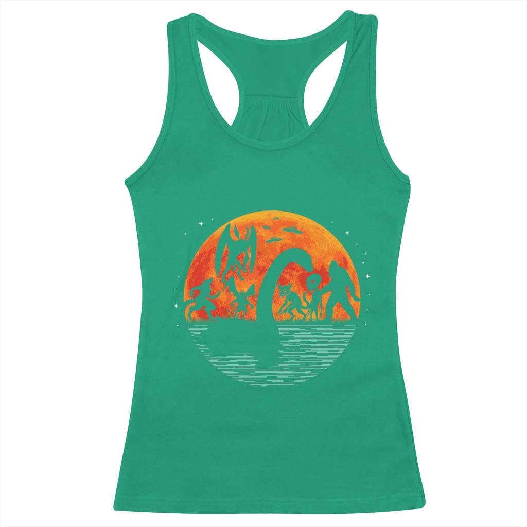 Funny Halloween Cryptid Folklore Bigfoot Alien Mothman Racerback Tank Top TS11 Irish Green Print Your Wear