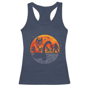 Funny Halloween Cryptid Folklore Bigfoot Alien Mothman Racerback Tank Top TS11 Navy Print Your Wear