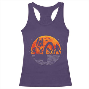 Funny Halloween Cryptid Folklore Bigfoot Alien Mothman Racerback Tank Top TS11 Purple Print Your Wear