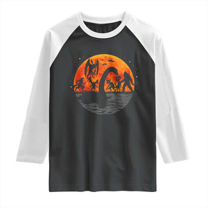 Funny Halloween Cryptid Folklore Bigfoot Alien Mothman Raglan Shirt TS11 Black White Print Your Wear