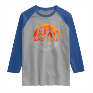 Funny Halloween Cryptid Folklore Bigfoot Alien Mothman Raglan Shirt TS11 Sport Gray Royal Print Your Wear