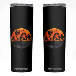 Funny Halloween Cryptid Folklore Bigfoot Alien Mothman Skinny Tumbler TS11 Black Print Your Wear