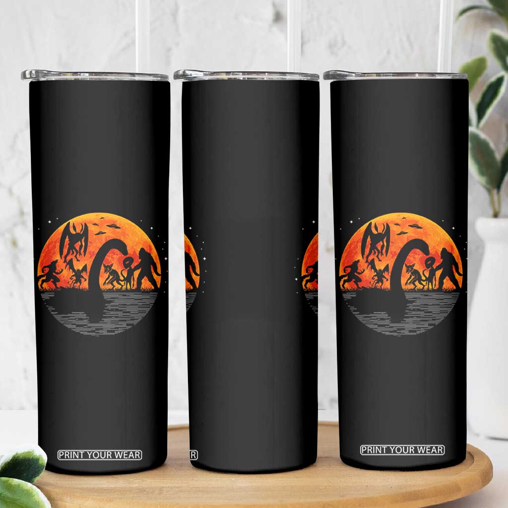 Funny Halloween Cryptid Folklore Bigfoot Alien Mothman Skinny Tumbler TS11 Print Your Wear