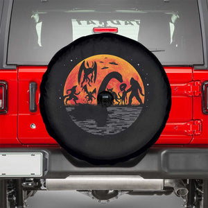 Funny Halloween Cryptid Folklore Bigfoot Alien Mothman Spare Tire Cover TS11 Black Print Your Wear