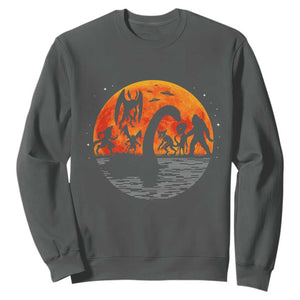 Funny Halloween Cryptid Folklore Bigfoot Alien Mothman Sweatshirt TS11 Dark Heather Print Your Wear