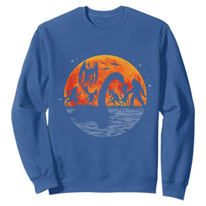Funny Halloween Cryptid Folklore Bigfoot Alien Mothman Sweatshirt TS11 Royal Blue Print Your Wear