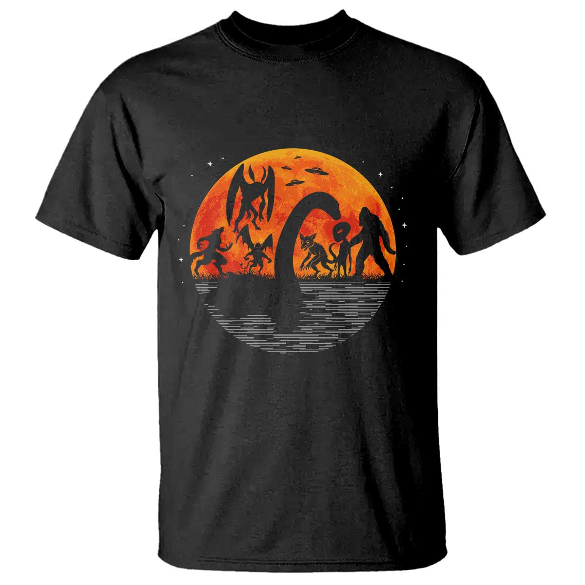 Funny Halloween Cryptid Folklore Bigfoot Alien Mothman T Shirt TS11 Black Print Your Wear