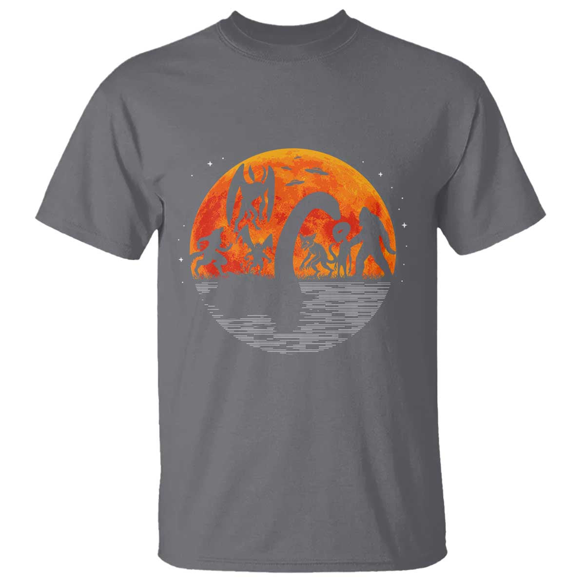 Funny Halloween Cryptid Folklore Bigfoot Alien Mothman T Shirt TS11 Charcoal Print Your Wear