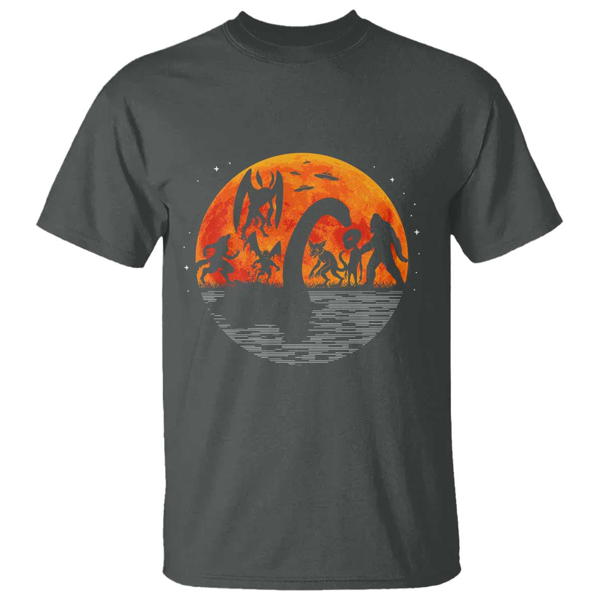 Funny Halloween Cryptid Folklore Bigfoot Alien Mothman T Shirt TS11 Dark Heather Print Your Wear
