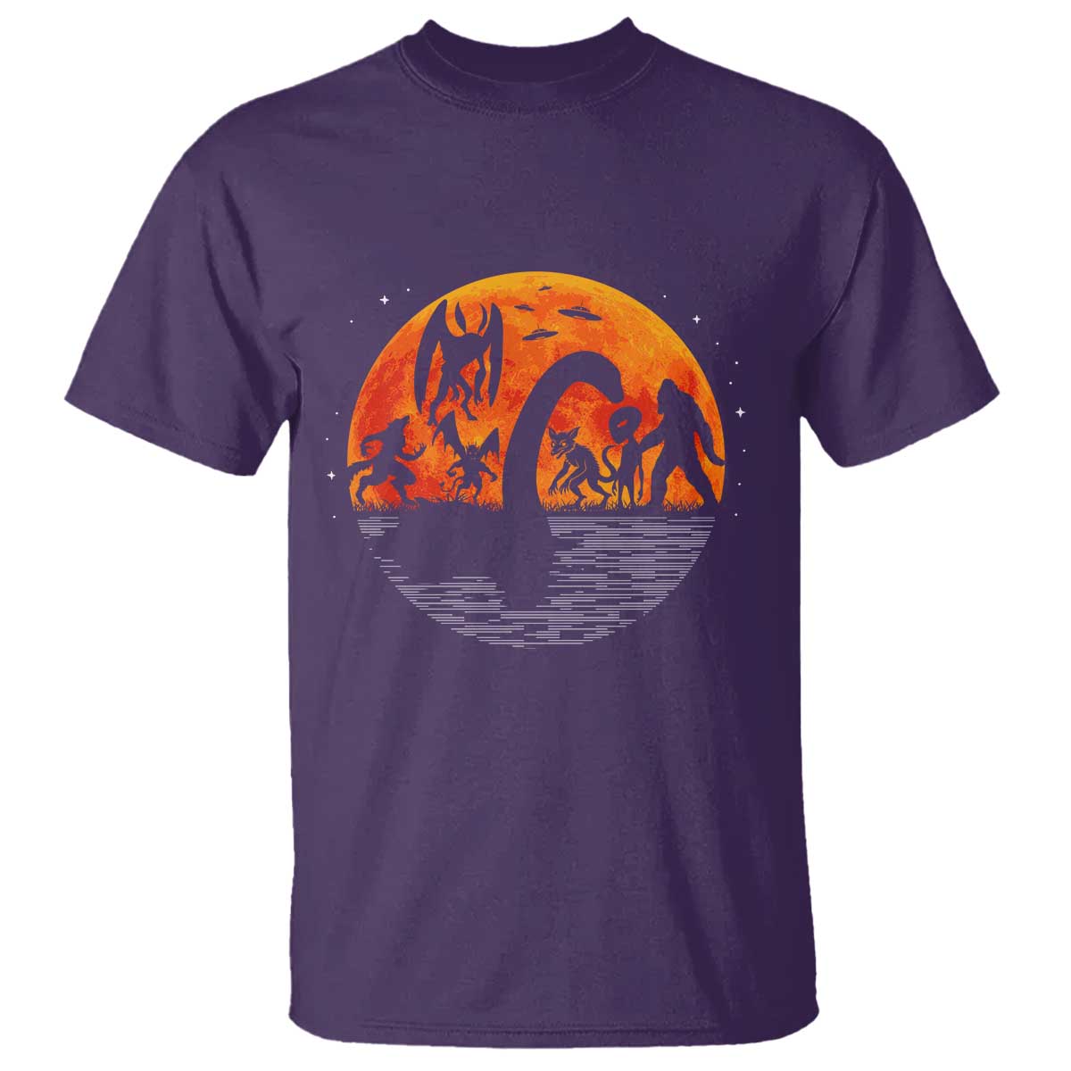 Funny Halloween Cryptid Folklore Bigfoot Alien Mothman T Shirt TS11 Purple Print Your Wear