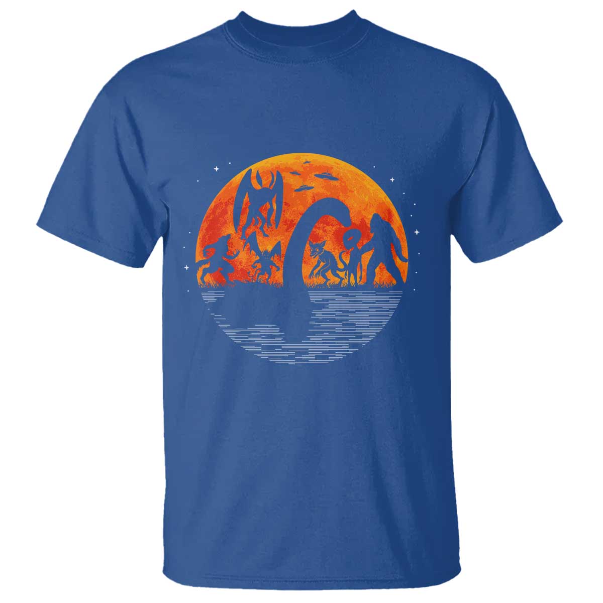 Funny Halloween Cryptid Folklore Bigfoot Alien Mothman T Shirt TS11 Royal Blue Print Your Wear