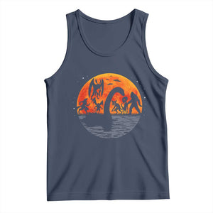 Funny Halloween Cryptid Folklore Bigfoot Alien Mothman Tank Top TS11 Navy Print Your Wear