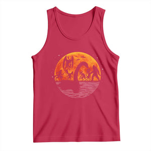 Funny Halloween Cryptid Folklore Bigfoot Alien Mothman Tank Top TS11 Red Print Your Wear