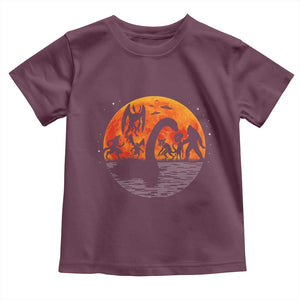 Funny Halloween Cryptid Folklore Bigfoot Alien Mothman Toddler T Shirt TS11 Maroon Print Your Wear