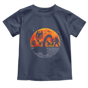 Funny Halloween Cryptid Folklore Bigfoot Alien Mothman Toddler T Shirt TS11 Navy Print Your Wear