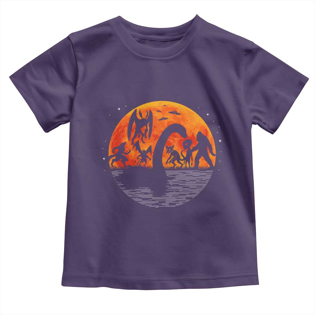 Funny Halloween Cryptid Folklore Bigfoot Alien Mothman Toddler T Shirt TS11 Purple Print Your Wear