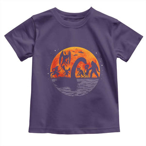 Funny Halloween Cryptid Folklore Bigfoot Alien Mothman Toddler T Shirt TS11 Purple Print Your Wear