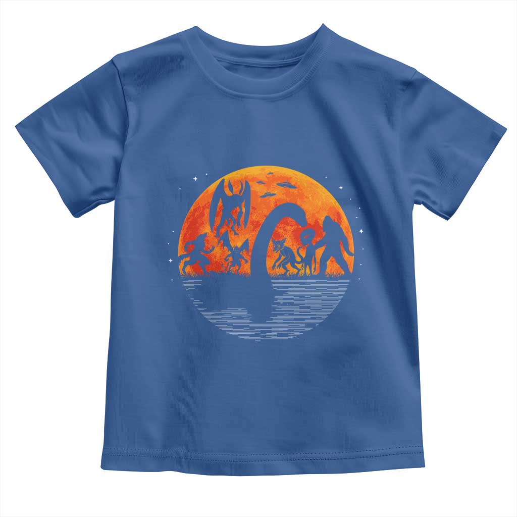 Funny Halloween Cryptid Folklore Bigfoot Alien Mothman Toddler T Shirt TS11 Royal Blue Print Your Wear