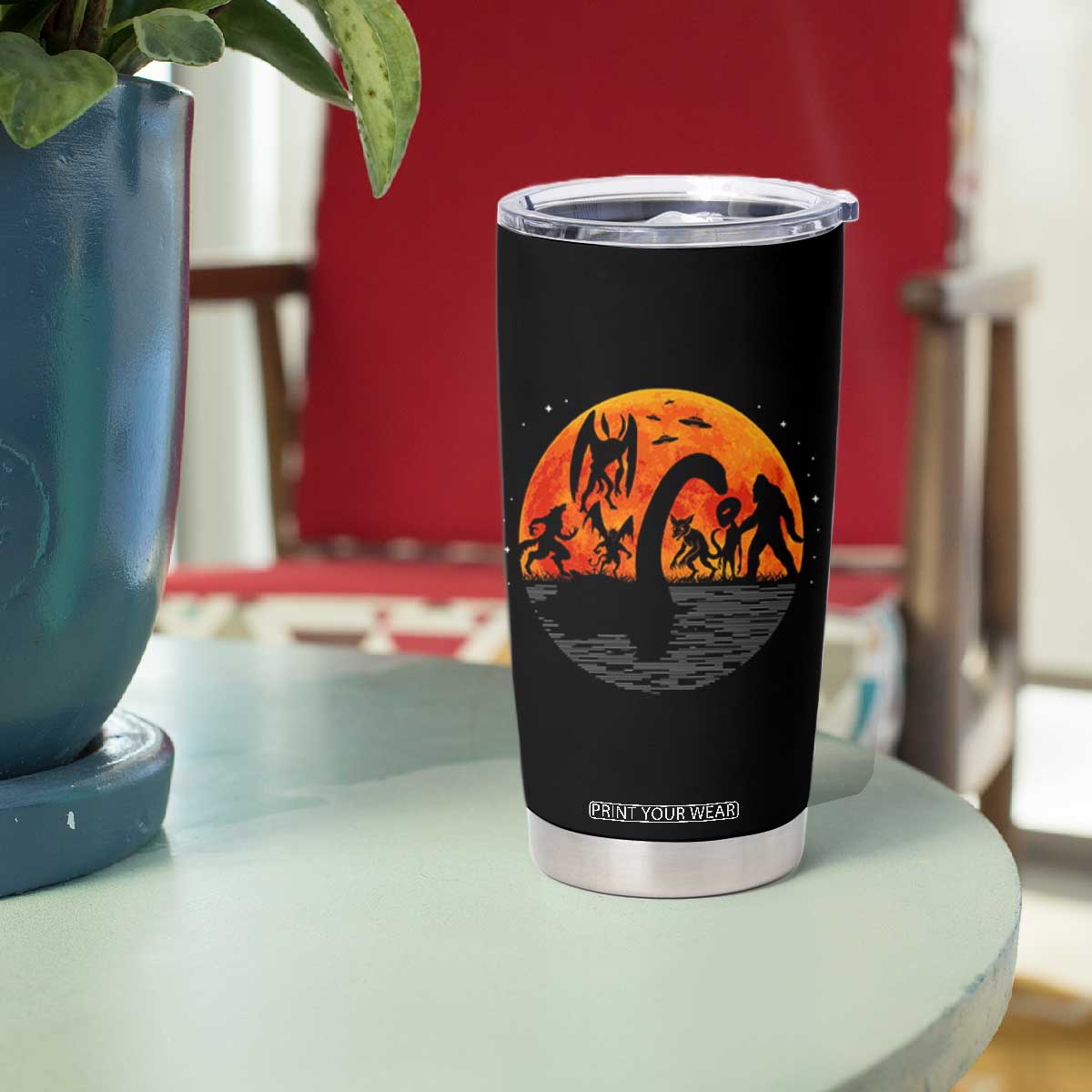 Funny Halloween Cryptid Folklore Bigfoot Alien Mothman Tumbler Cup TS11 Print Your Wear