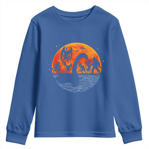Funny Halloween Cryptid Folklore Bigfoot Alien Mothman Youth Sweatshirt TS11 Royal Blue Print Your Wear