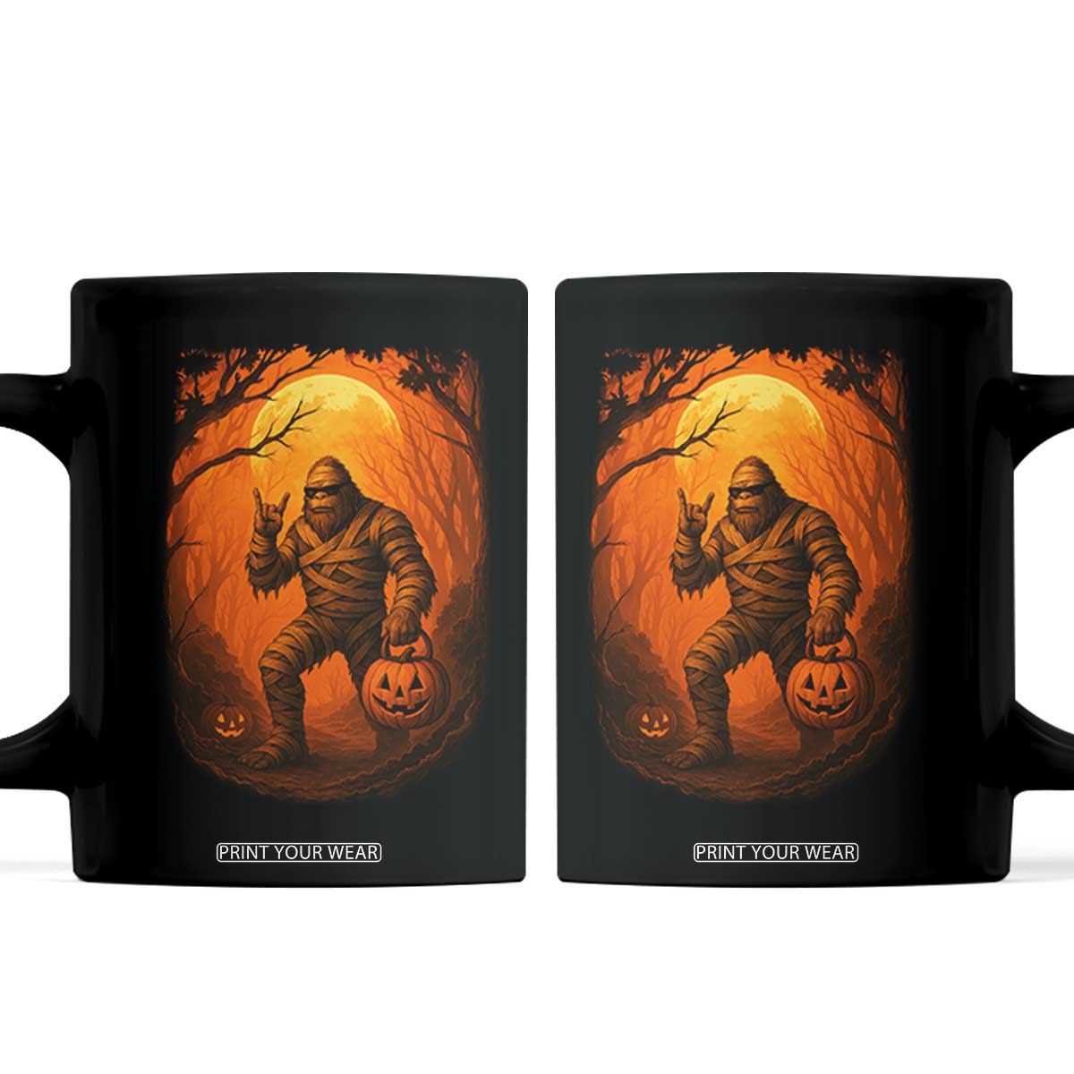 Funny Halloween Bigfoot Scary Spooky Cryptid Sasquatch Coffee Mug TS11 Black Print Your Wear