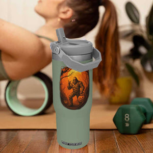Funny Halloween Bigfoot Scary Spooky Cryptid Sasquatch Flip Straw Tumbler TS11 One Size: 30 oz Moss Green Print Your Wear