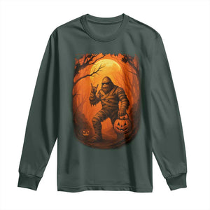 Funny Halloween Bigfoot Scary Spooky Cryptid Sasquatch Long Sleeve Shirt TS11 Dark Forest Green Print Your Wear