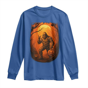 Funny Halloween Bigfoot Scary Spooky Cryptid Sasquatch Long Sleeve Shirt TS11 Royal Blue Print Your Wear