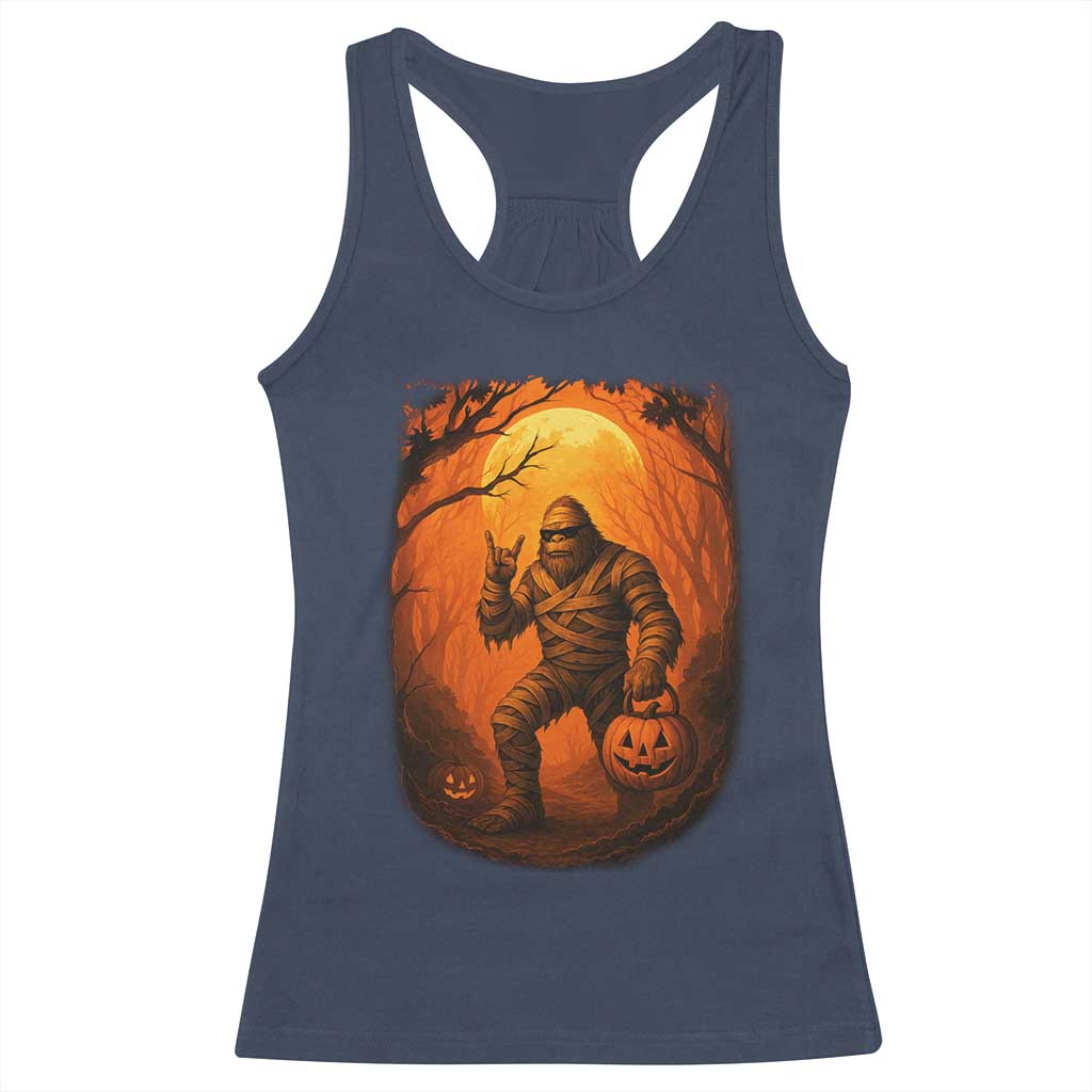 Funny Halloween Bigfoot Scary Spooky Cryptid Sasquatch Racerback Tank Top TS11 Navy Print Your Wear