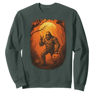 Funny Halloween Bigfoot Scary Spooky Cryptid Sasquatch Sweatshirt TS11 Dark Forest Green Print Your Wear
