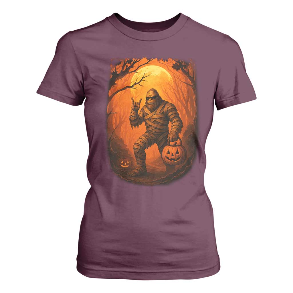 Funny Halloween Bigfoot Scary Spooky Cryptid Sasquatch T Shirt For Women TS11 Maroon Print Your Wear