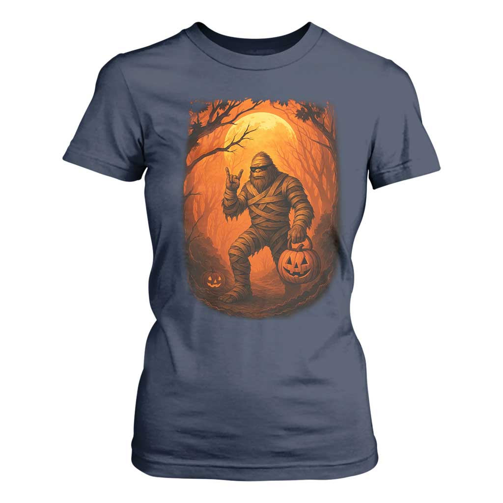 Funny Halloween Bigfoot Scary Spooky Cryptid Sasquatch T Shirt For Women TS11 Navy Print Your Wear
