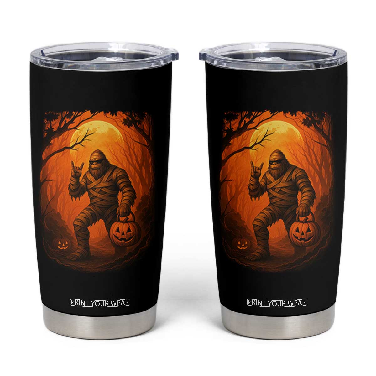 Funny Halloween Bigfoot Scary Spooky Cryptid Sasquatch Tumbler Cup TS11 Black Print Your Wear