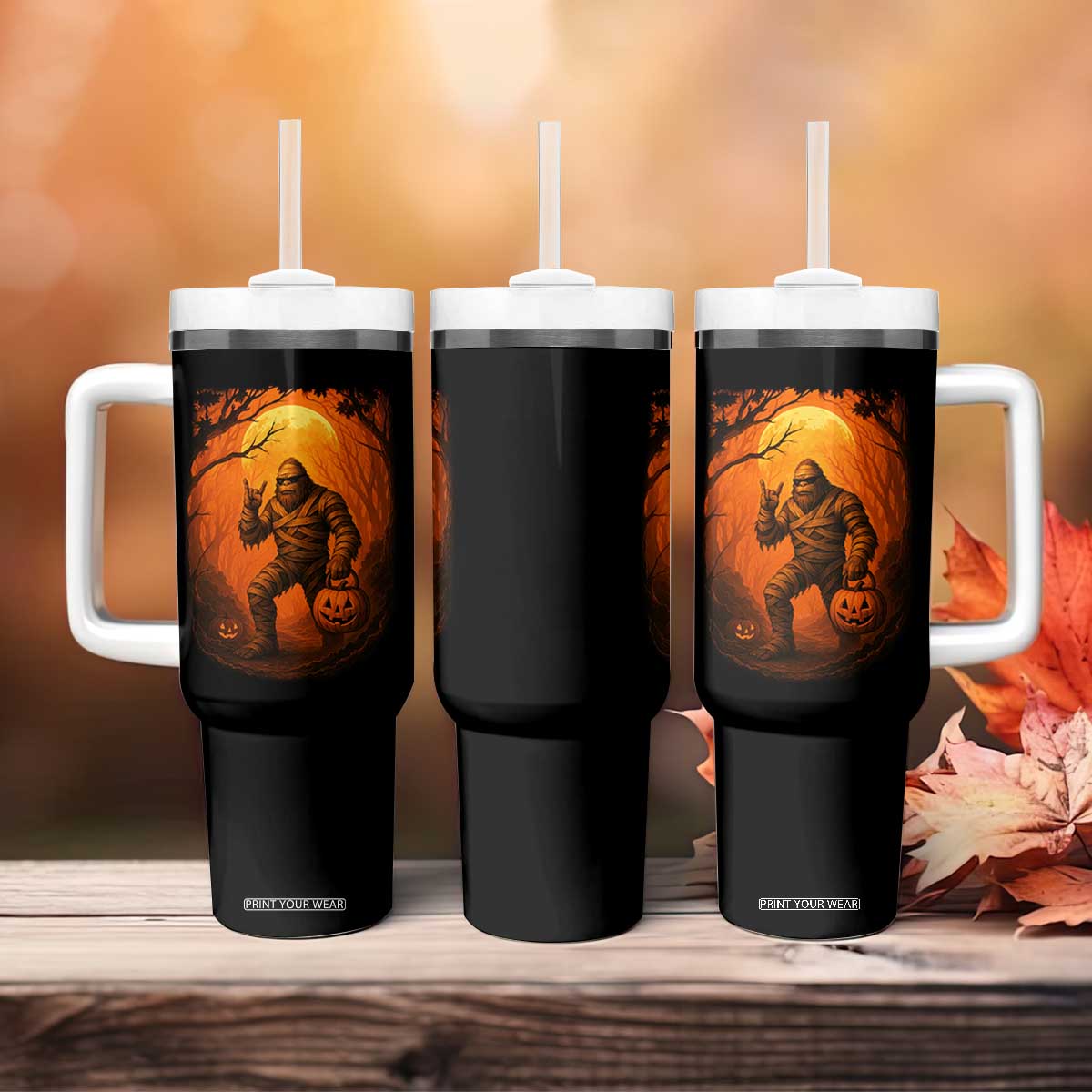Funny Halloween Bigfoot Scary Spooky Cryptid Sasquatch Tumbler With Handle TS11 Print Your Wear