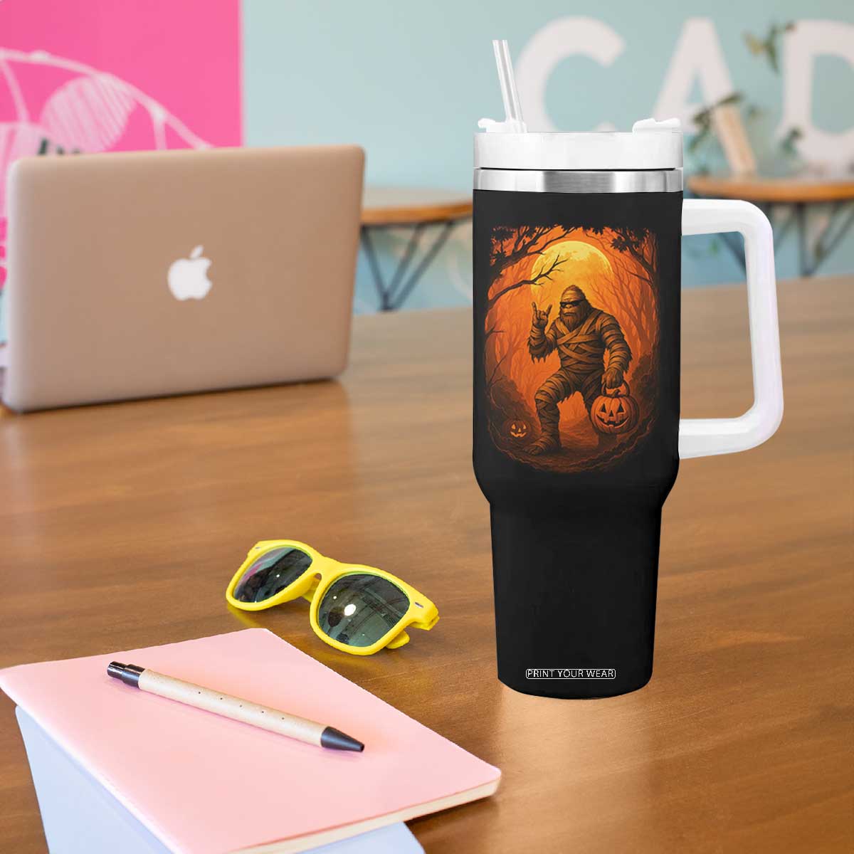 Funny Halloween Bigfoot Scary Spooky Cryptid Sasquatch Tumbler With Handle TS11 Print Your Wear