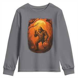Funny Halloween Bigfoot Scary Spooky Cryptid Sasquatch Youth Sweatshirt TS11 Charcoal Print Your Wear