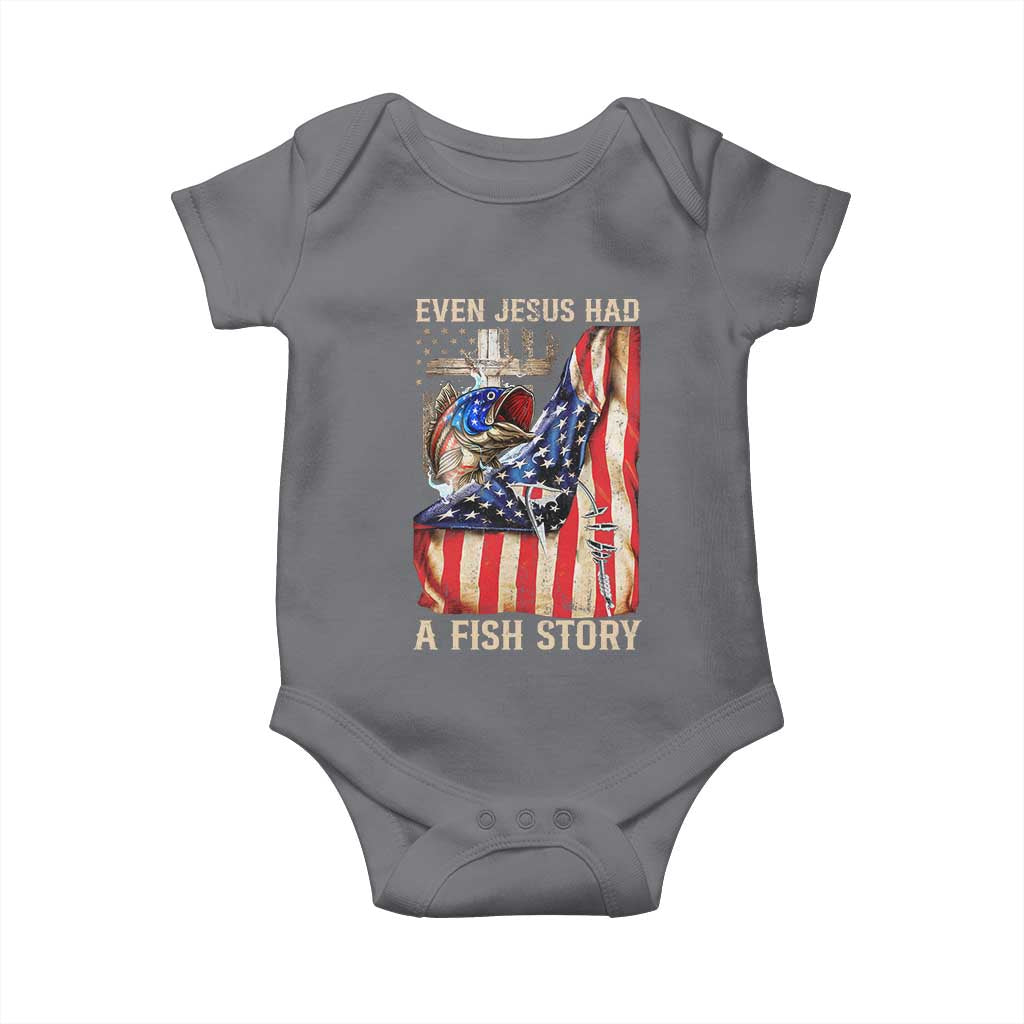 Funny Even Jesus Had A Fish Story Baby Onesie Fisherman Christian Fishing TS11 Charcoal Print Your Wear