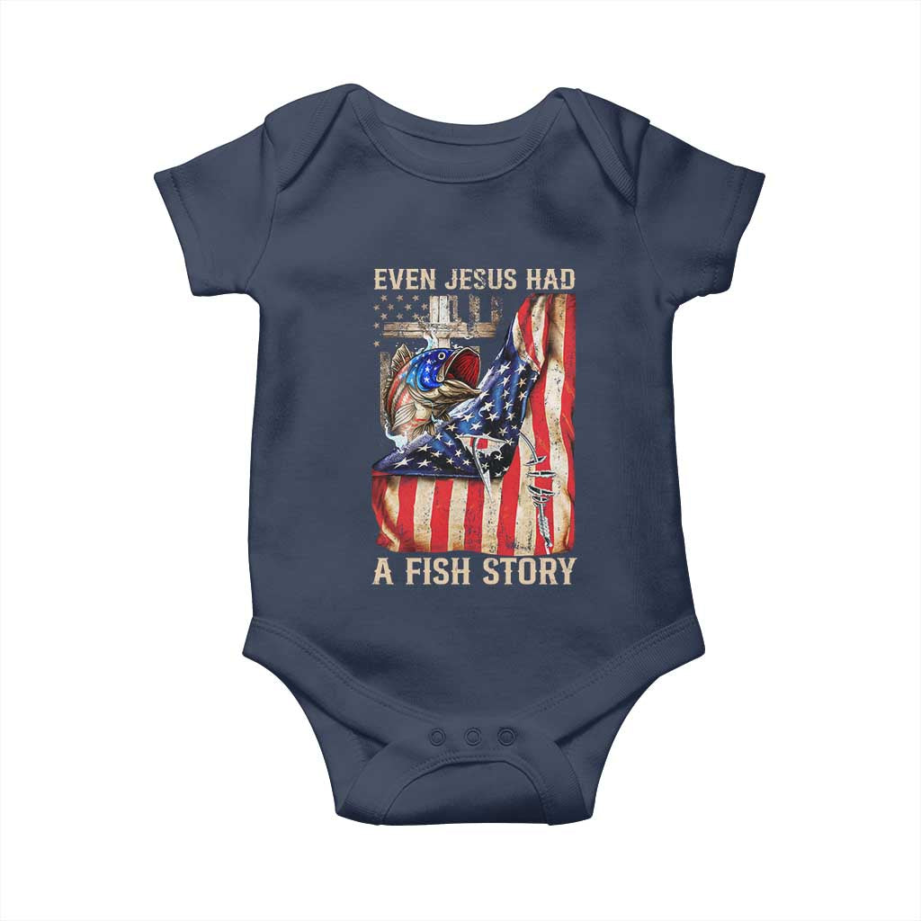Funny Even Jesus Had A Fish Story Baby Onesie Fisherman Christian Fishing TS11 Navy Print Your Wear