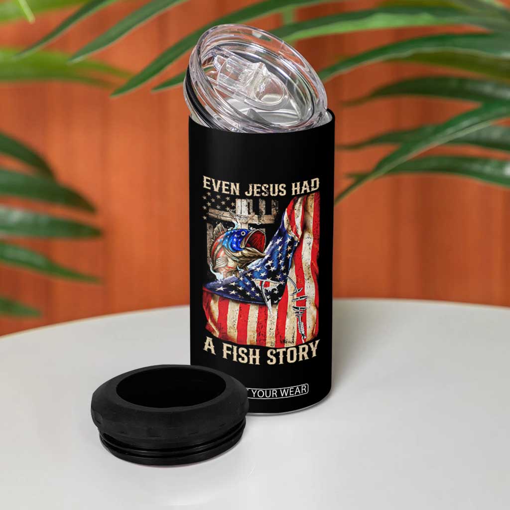 Funny Even Jesus Had A Fish Story 4 in 1 Can Cooler Tumbler Fisherman Christian Fishing TS11 Print Your Wear