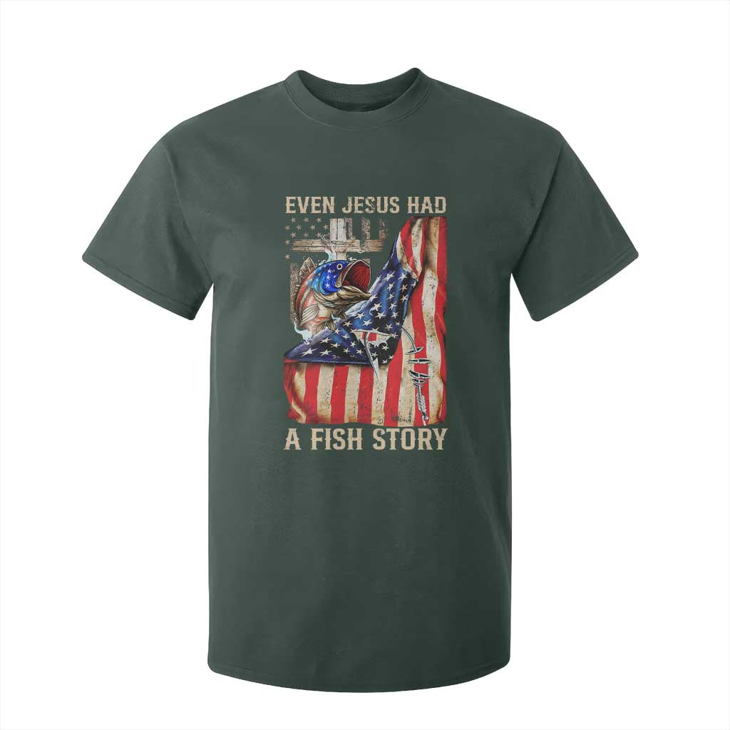 Funny Even Jesus Had A Fish Story T Shirt For Kid Fisherman Christian Fishing TS11 Dark Forest Green Print Your Wear