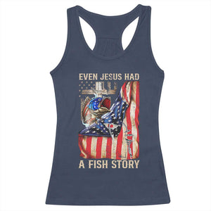 Funny Even Jesus Had A Fish Story Racerback Tank Top Fisherman Christian Fishing TS11 Navy Print Your Wear