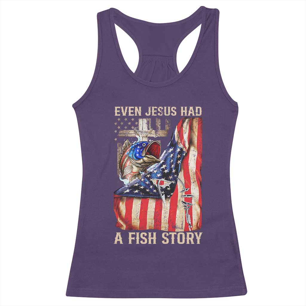 Funny Even Jesus Had A Fish Story Racerback Tank Top Fisherman Christian Fishing TS11 Purple Print Your Wear