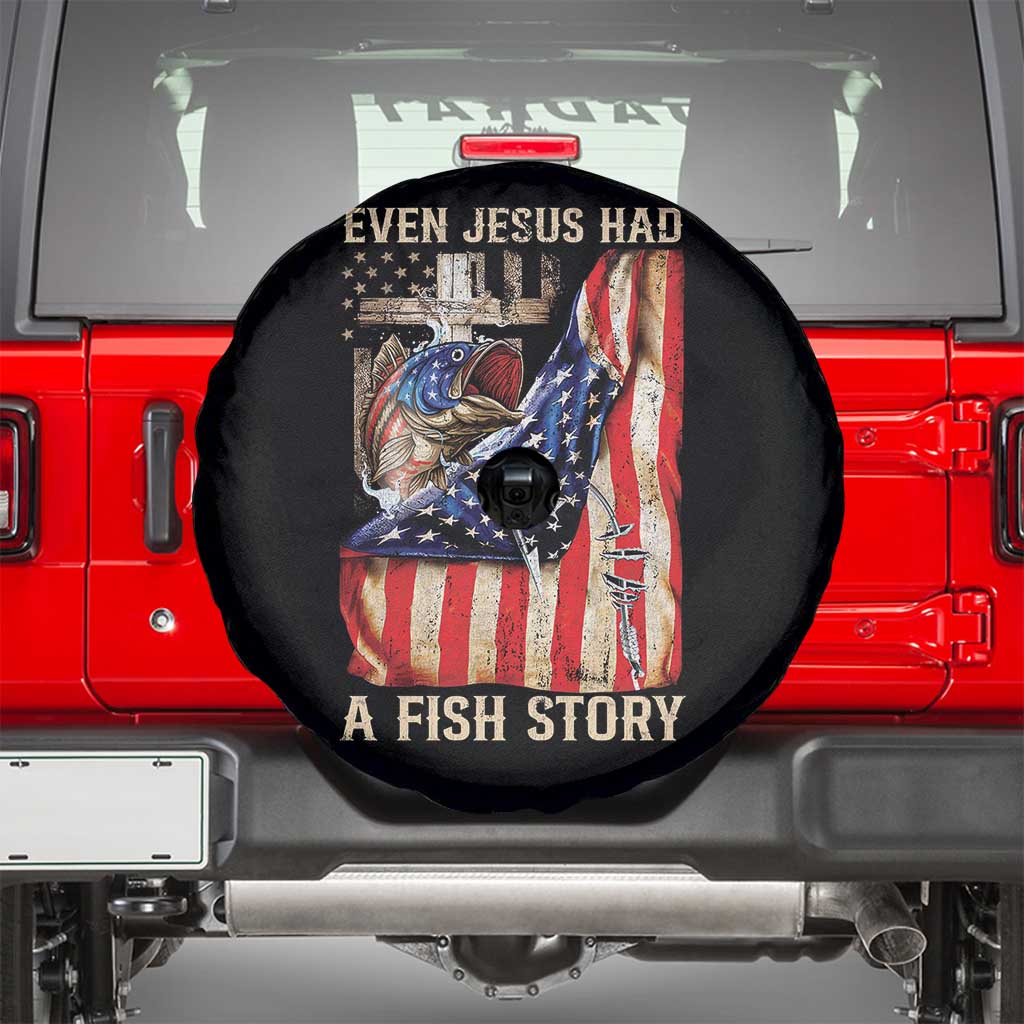 Funny Even Jesus Had A Fish Story Spare Tire Cover Fisherman Christian Fishing TS11 Black Print Your Wear