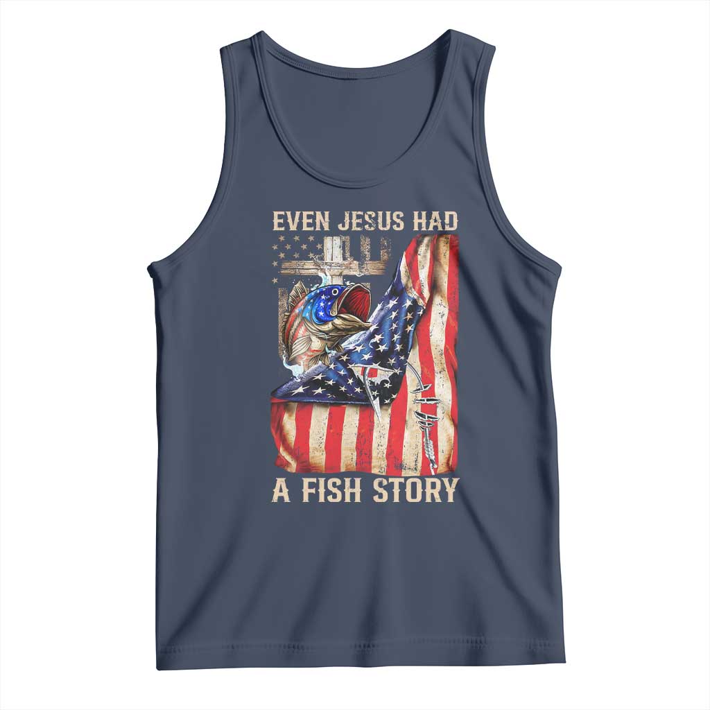 Funny Even Jesus Had A Fish Story Tank Top Fisherman Christian Fishing TS11 Navy Print Your Wear