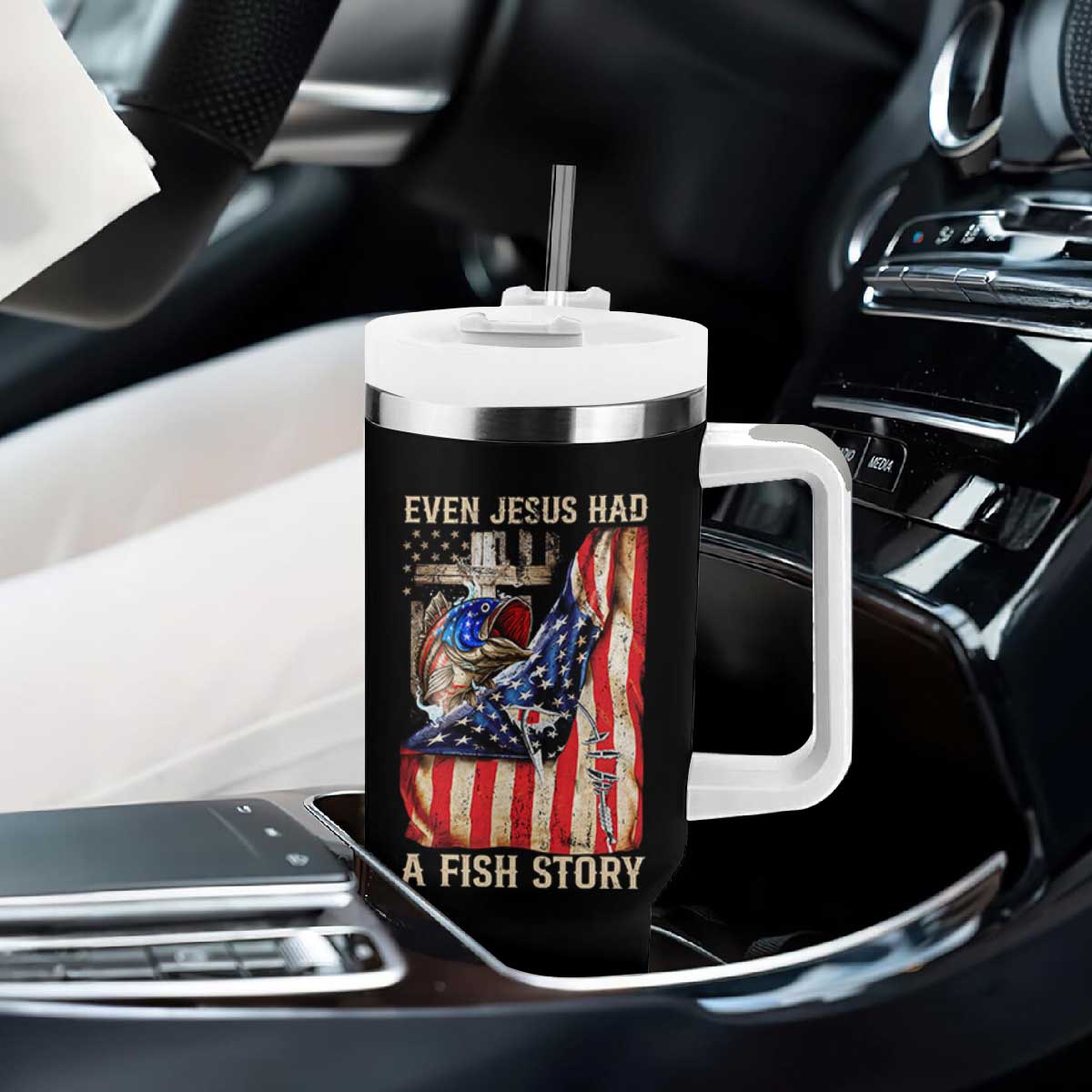 Funny Even Jesus Had A Fish Story Tumbler With Handle Fisherman Christian Fishing TS11 Print Your Wear