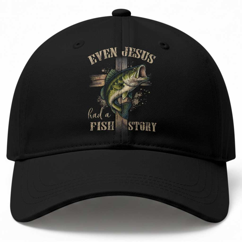 Even Jesus Had A Fish Story Baseball Cap Funny Fishermen Christian Cross TS11 Print Your Wear