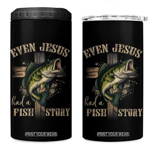 Even Jesus Had A Fish Story 4 in 1 Can Cooler Tumbler Funny Fishermen Christian Cross TS11 One Size: 16 oz Black Print Your Wear