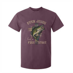 Even Jesus Had A Fish Story T Shirt For Kid Funny Fishermen Christian Cross TS11 Maroon Print Your Wear