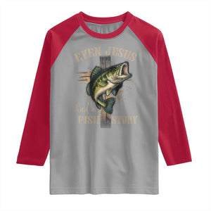 Even Jesus Had A Fish Story Raglan Shirt Funny Fishermen Christian Cross TS11 Sport Gray Red Print Your Wear