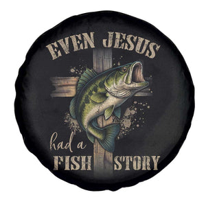 Even Jesus Had A Fish Story Spare Tire Cover Funny Fishermen Christian Cross TS11 Print Your Wear